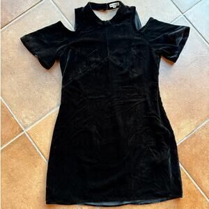 Whistles Little Black Velvet Bare Shoulder Mini Dress w Plunging Back size 10